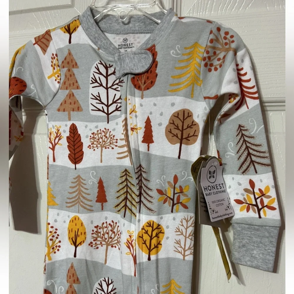 Honest Baby Organic Cotton Zip Up Sleeper Woodland Forest Boy NWT 18 Months